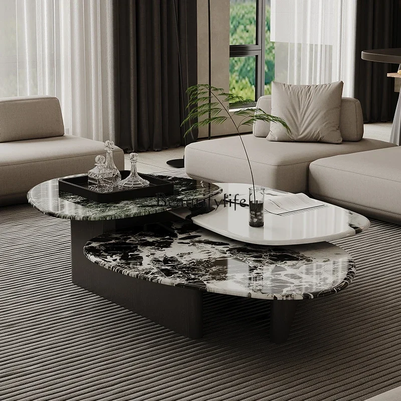 

46Living room household Italian minimalist high-end marble large flat layer luxury stone special-shaped light luxury high-end