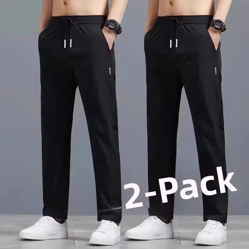 

Summer Trendy Ice Silk Thin Pants Loose Versatile Men's Wear Wear Resistant Elastic Qui Dry Breathable Casual Trousers
