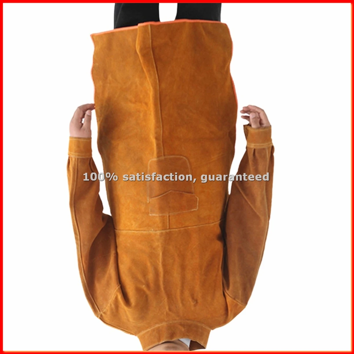 Cowhide Welding Suit 105cm Long Heavy Duty Welding Apron Flame Retardant Wear Protective Clothing for Men-A20R