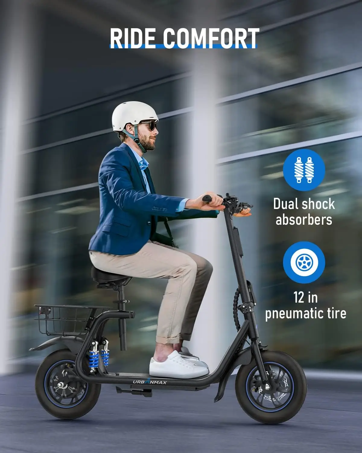 C1 Electric Scooter with Seat, Foldable Scooter for Adults Carry up to 265lbs, 450W Powerful Motor 25 Miles Range