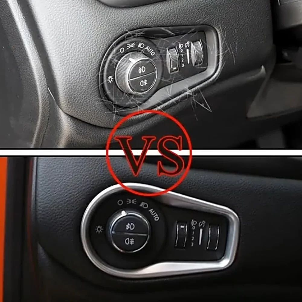 Car Head Light Lamp Switch Panel Cover Decoration Sticker Trim for Jeep Renegade 2014 - 2021 Interior Accessories