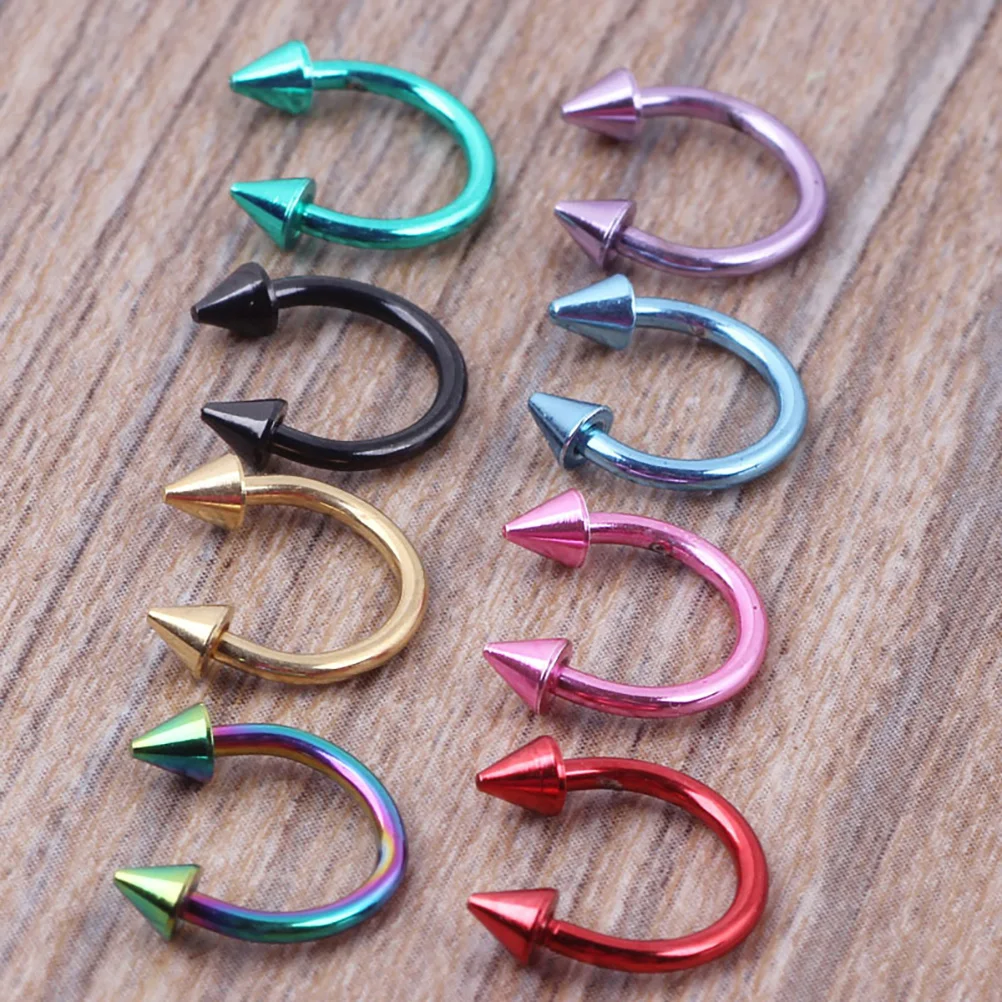 

10 Pcs Stainless Steel Ear Studs Metal Nose Rings Ornaments Accessories Decorate Piercing Jewelry Decoration Man
