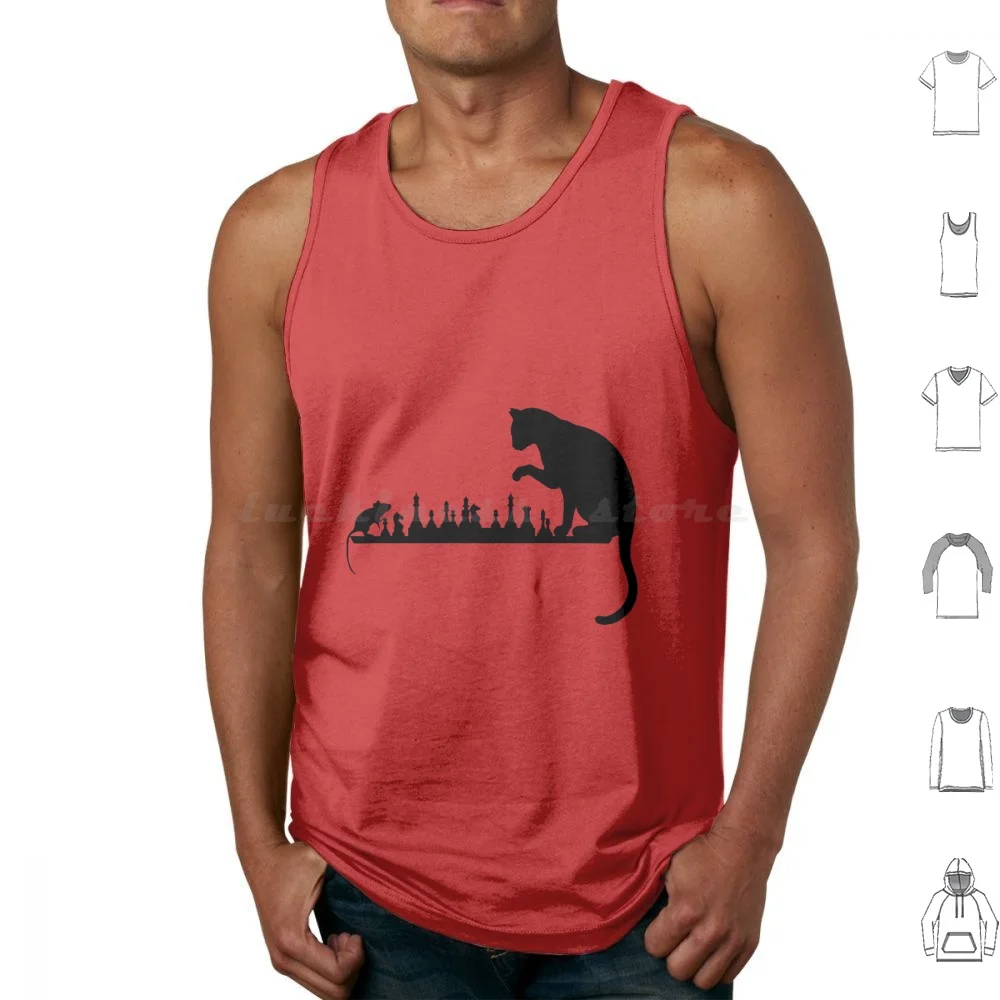 Untitled Tank Tops Print Cotton Mouse Cat Chess Game Cute Beautifull Poetical Poetic