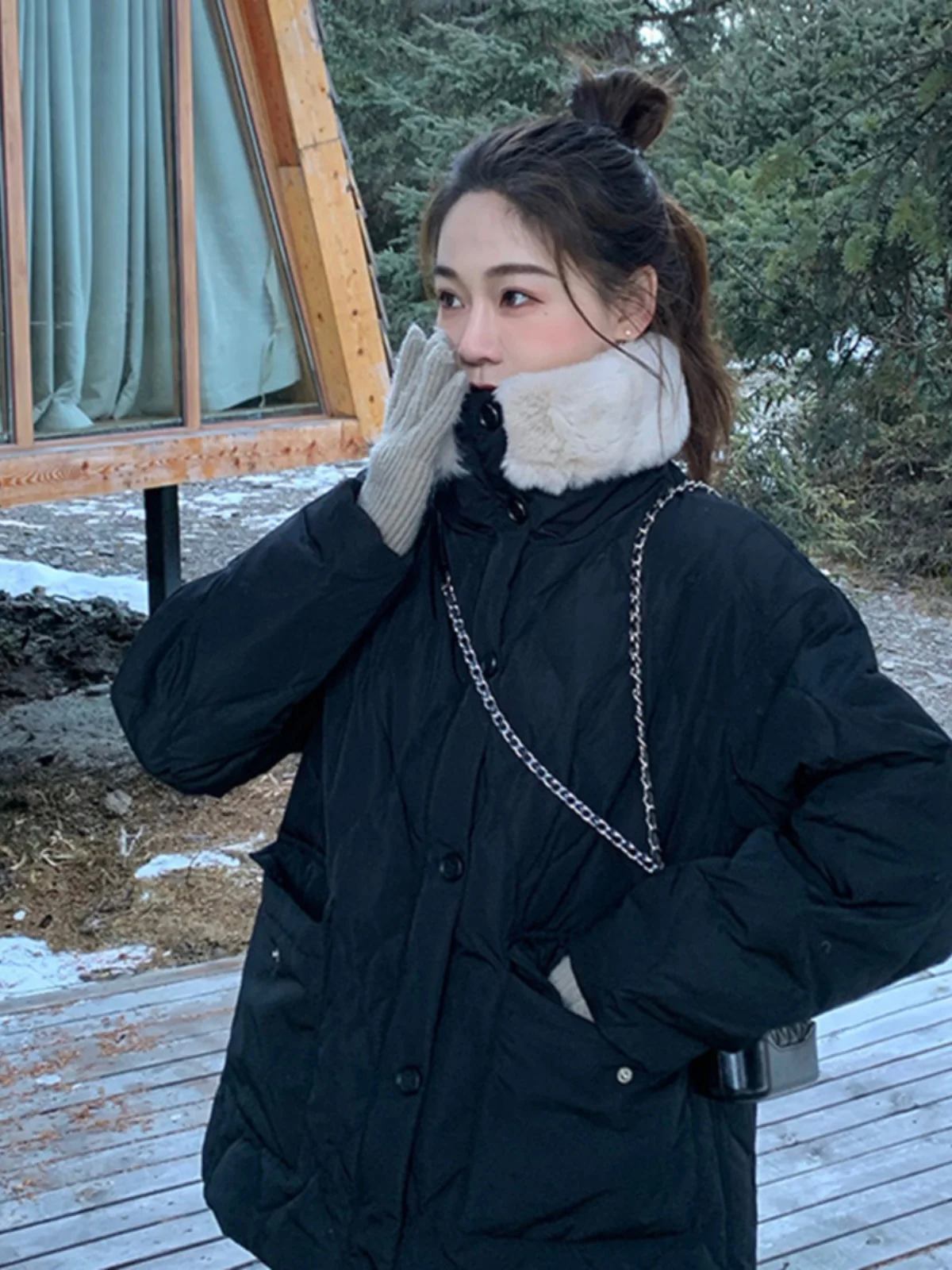 شتاء جديد المرأة أسفل سترة التنقل الربط عالية الياقة عمال أسفل سترة #2