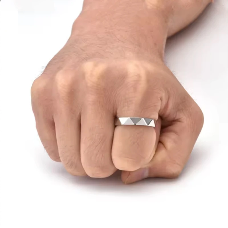Classic 4mm Minimalism Stainless Steel Rhombus Surface Cutting For Men & Women Ring Jewelry Accessories Gifts Couple Jewelry