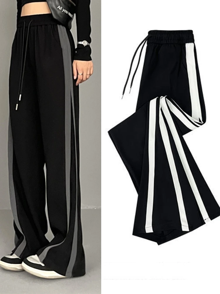 

Женские прямые брюки для похудения, весна-лето, новинка, большие размеры, повседневные широкие брюки, свободные, удобные, для студентов