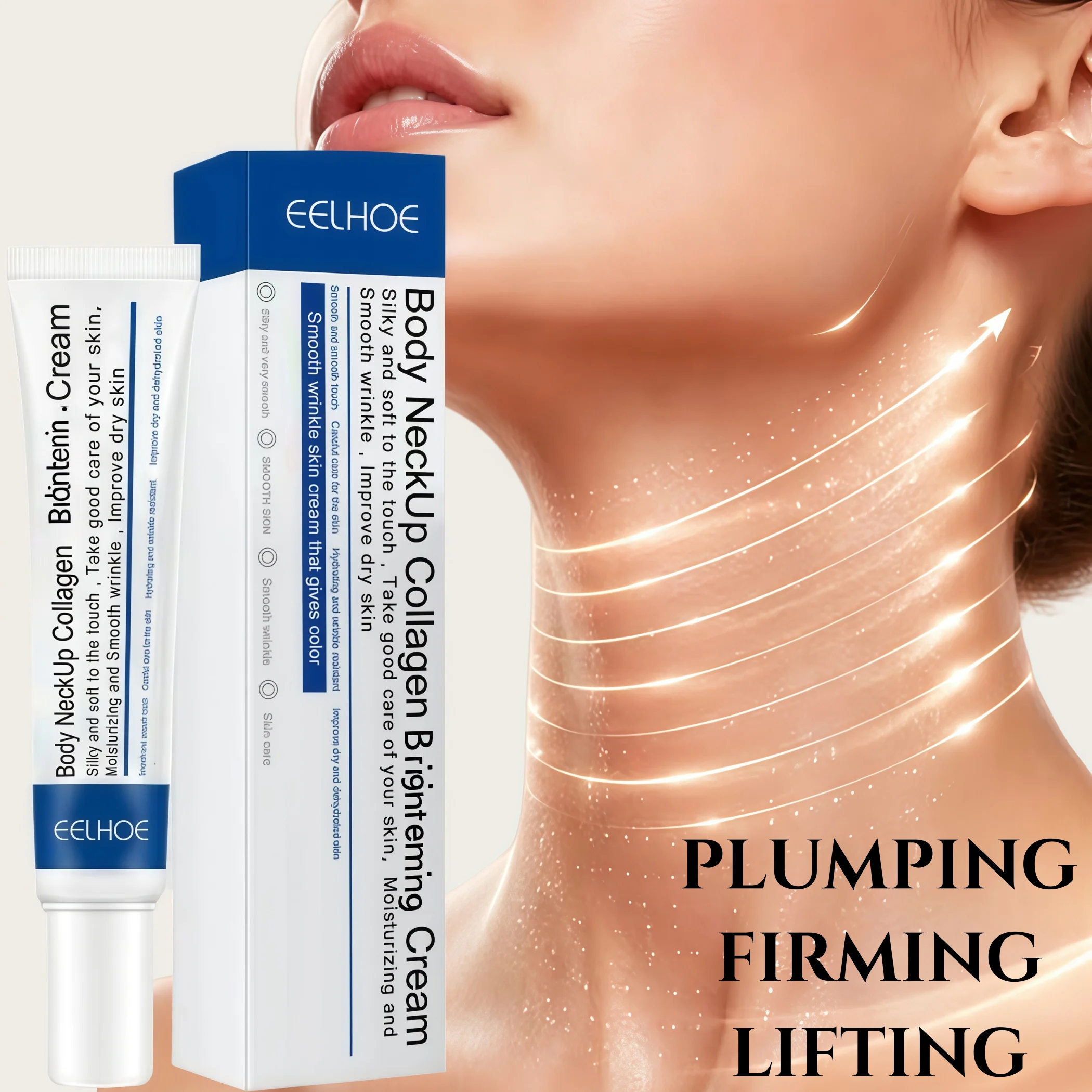 Collagen Neck Cream Anti Wrinkle Firming Lifting Treatment Hyaluronic Acid Moisturizing Neck Repair Cream Tocopherol Vitamin E Skin Brightening Smooth Fine Lines Tech Neck Crepey Skin Reducer Tightening Body Cream Nourishing Daily Skincare  for Women