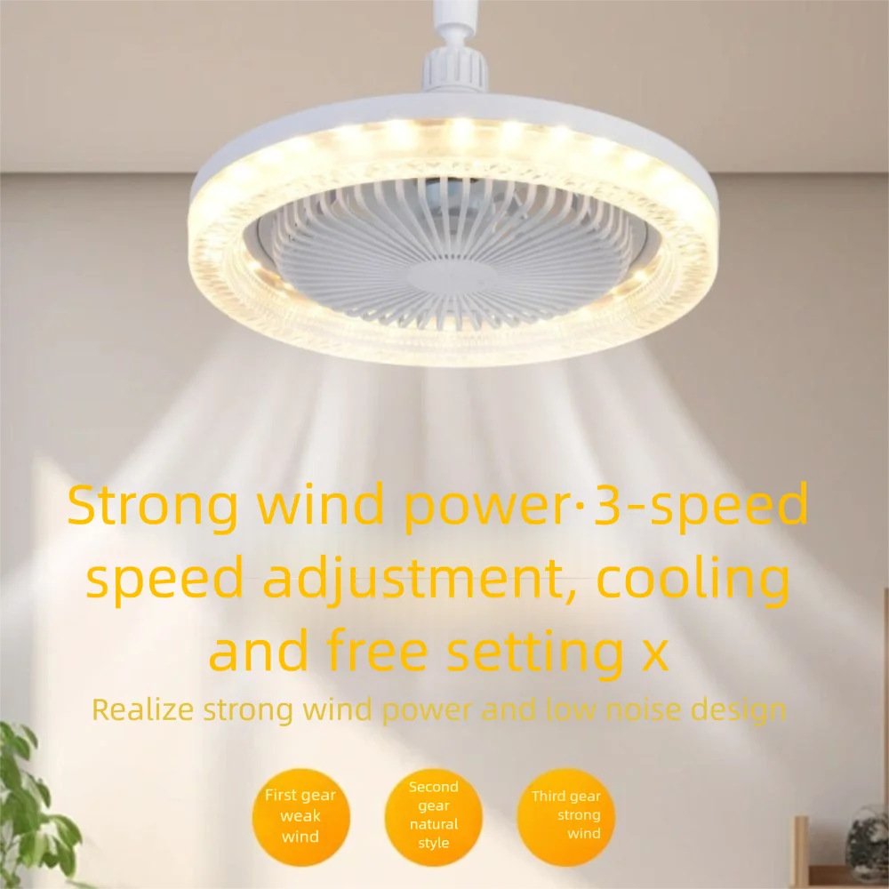 

Creative E27 Screw LED Fan Light 2-in-1 Rotatable Ceiling Fan Lamp 50W Silent LED Light Ceiling Fan Bedroom