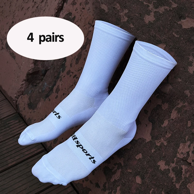 [4 pairs]DH SPORTS Summer Breathable Fast Dry High Elastic Lightweight Tube Men And Women Cycling Socks