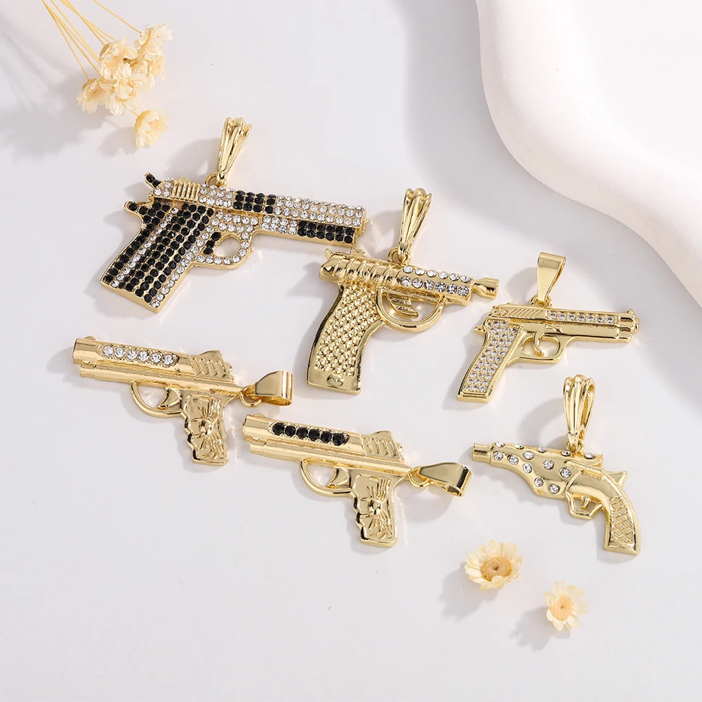 

Ruixi Fashion Hot Selling Hip-Hop Jewelry Pistol 1911 Model Gold-Plated Necklace Pendant Suitable for Men's Party Gifts