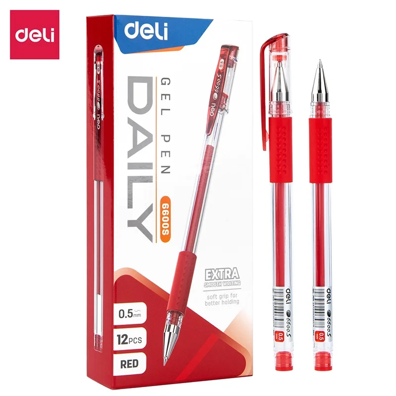 Deli 12 Teile/schachtel Gel Stift 0,5mm 3 Farben Tinte Soft Grip Schreiben Werkzeug E6600S