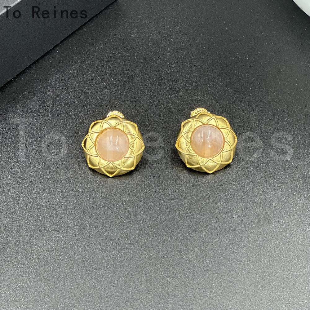 To Reines Vintage Literary Temperament Pink And Yellow Round Earrings Fashion Beautiful Party Jewelry Simple Earrings For Woman