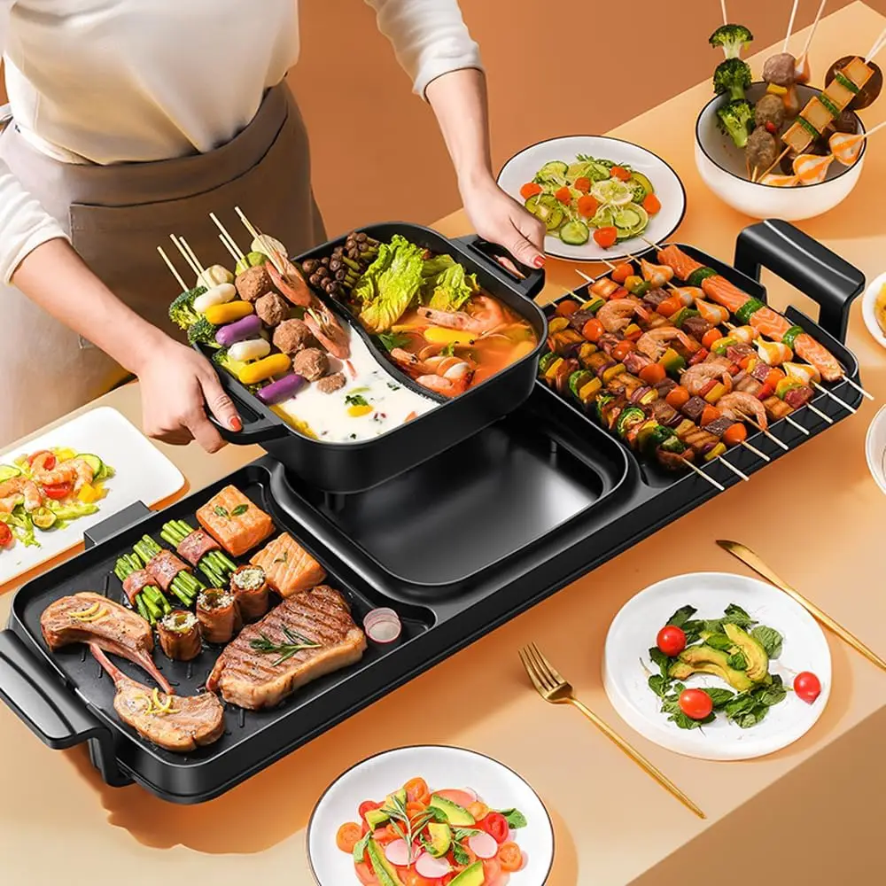 AORAN Smokeless Electric Hot Pot & Grill Combo, Large 9.5