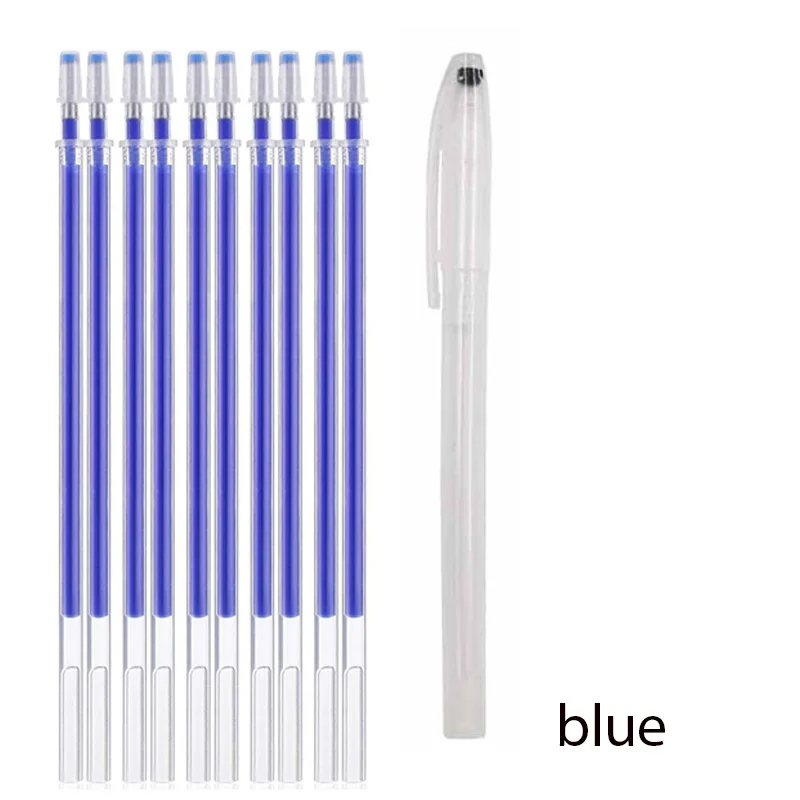 11Pcs Large Capacity Erasable Rod Refill High Temperature Disappearing Marker Pen For Patchwork Fabric PU Leather Sewing Tool