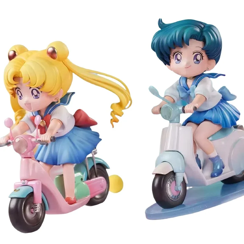 Hot Genuine Sailor Moon Figures Little Motorcycle Moon Hare Cartoon Anime Figure Models Collectible Statue Ornament Gifts Toys