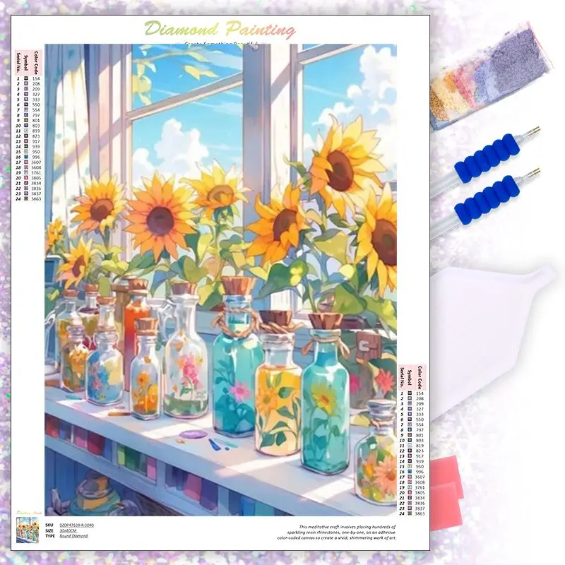 

CHENISTORY 5D Diamond Art Painting Kits Sunflower Full Diamond Embroidery Mosaic Personalized Gift Home Decoration