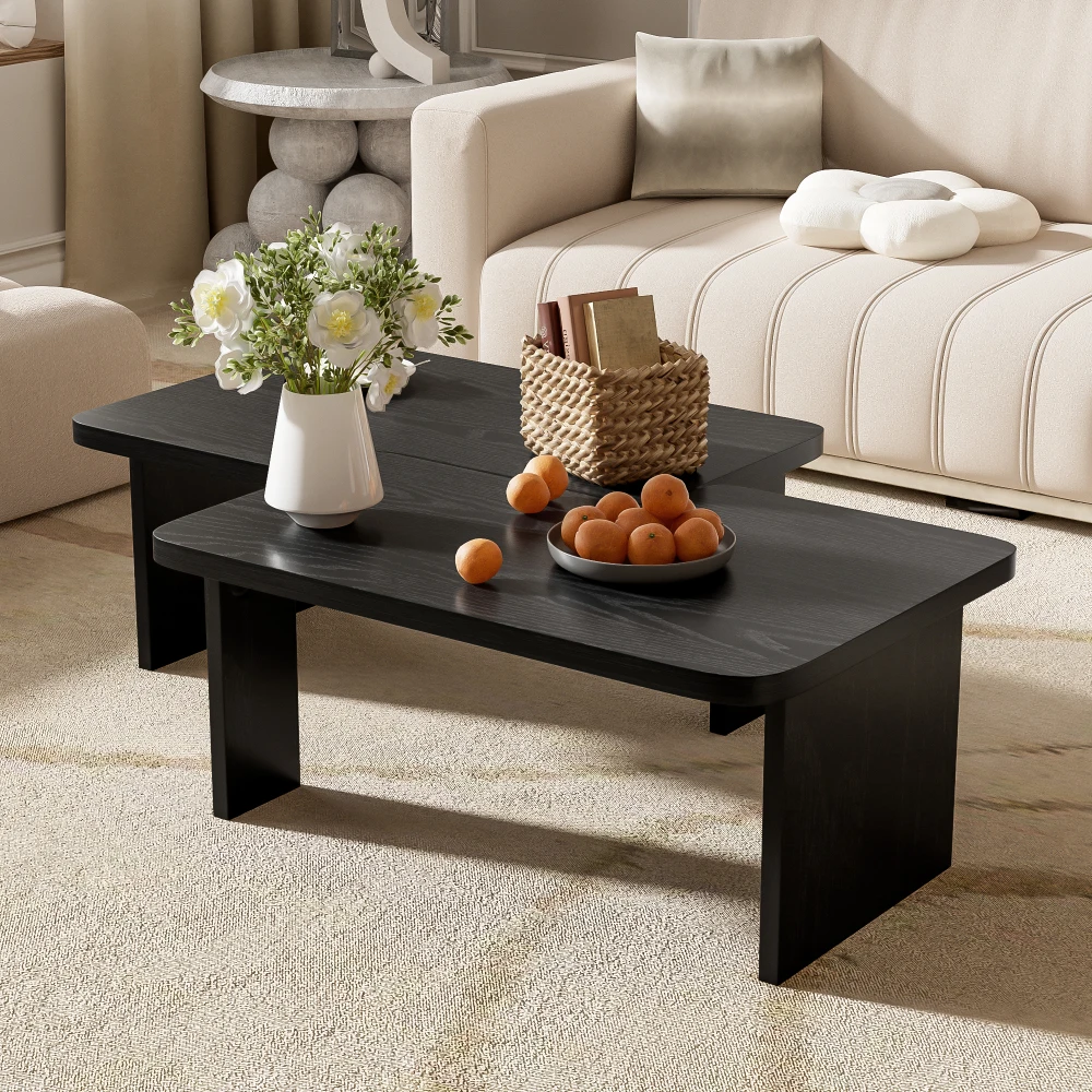 

Minimalist Coffee Table Set, Rectangle Coffee Table with Splicing Design, Multifunctional Combination Table for Living Room