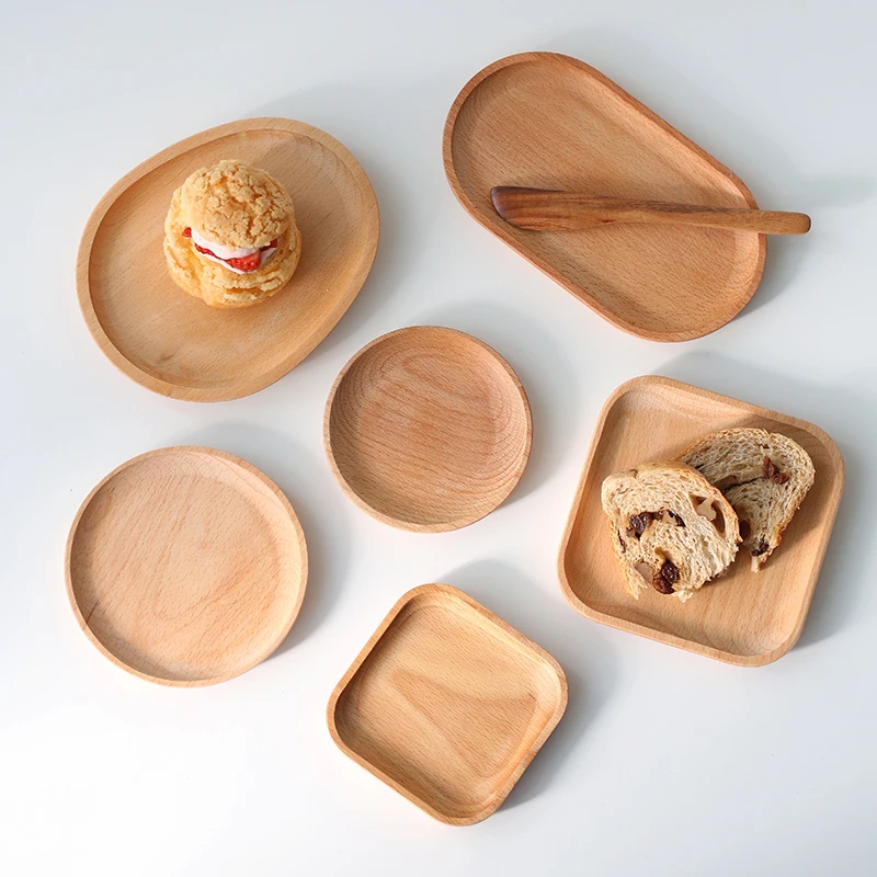 37 Models Simple Style Wooden Tray Beech Oval Tray Wooden Dinner Plate Food Jewelry Storage Photography Props