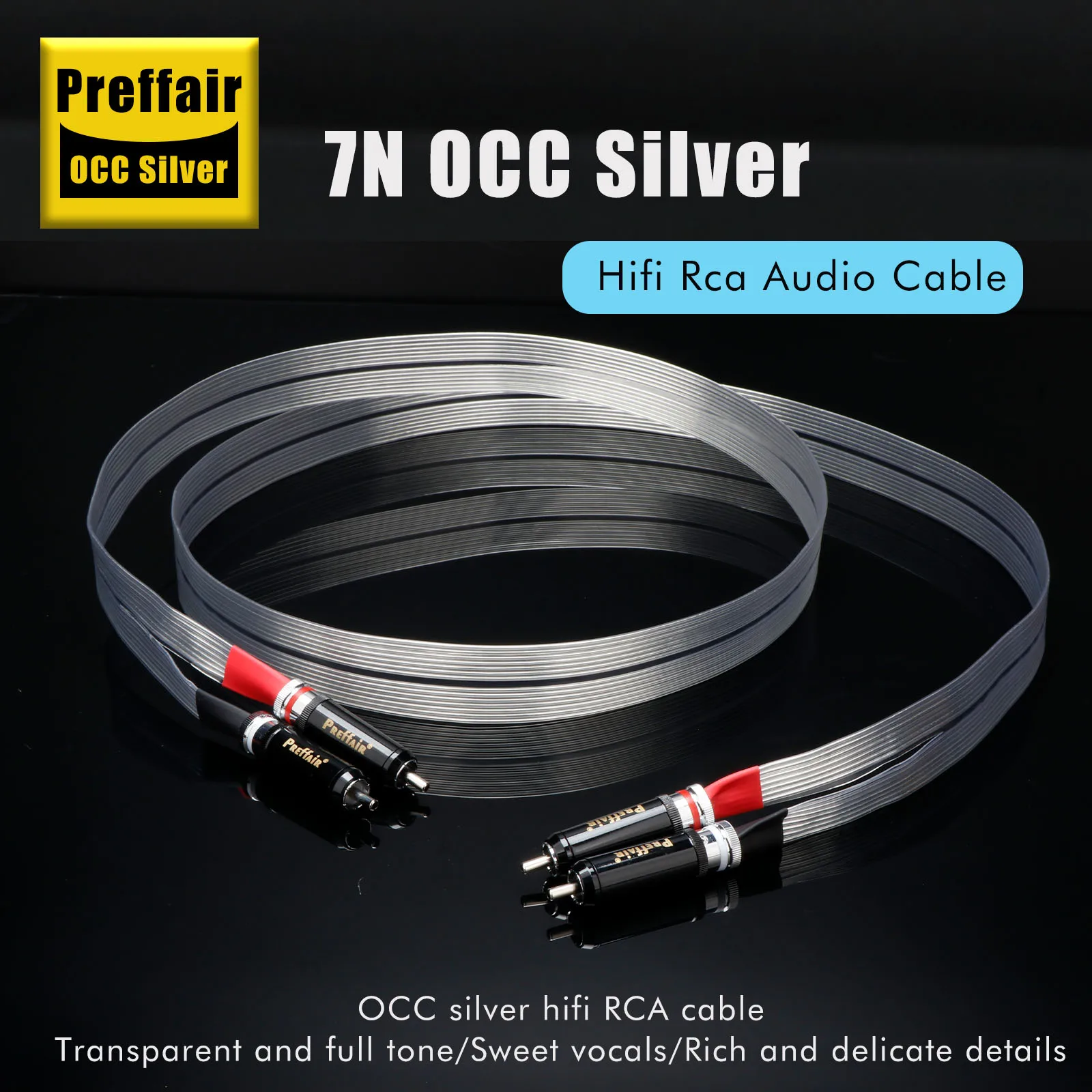 

Hifi 7N OCC Flat Belt RCA Cable 2Rca To 2Rca Stereo Cable Male To Male Interconnect audio cable for Speaker Box HDTV TV DVD AMP
