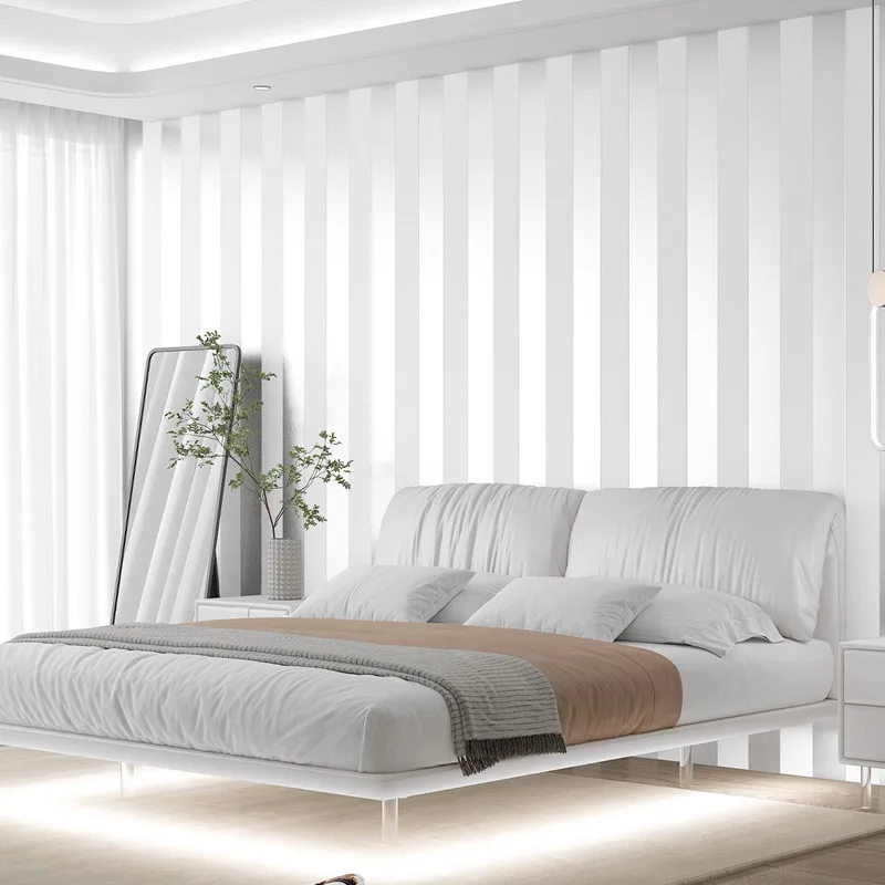 ثلاثية الأبعاد سميكة غير المنسوجة النسيج توافدوا خلفية البيج كريم أبيض نقي لغرفة النوم غرفة المعيشة لصق الجدار غير لاصق Wallp