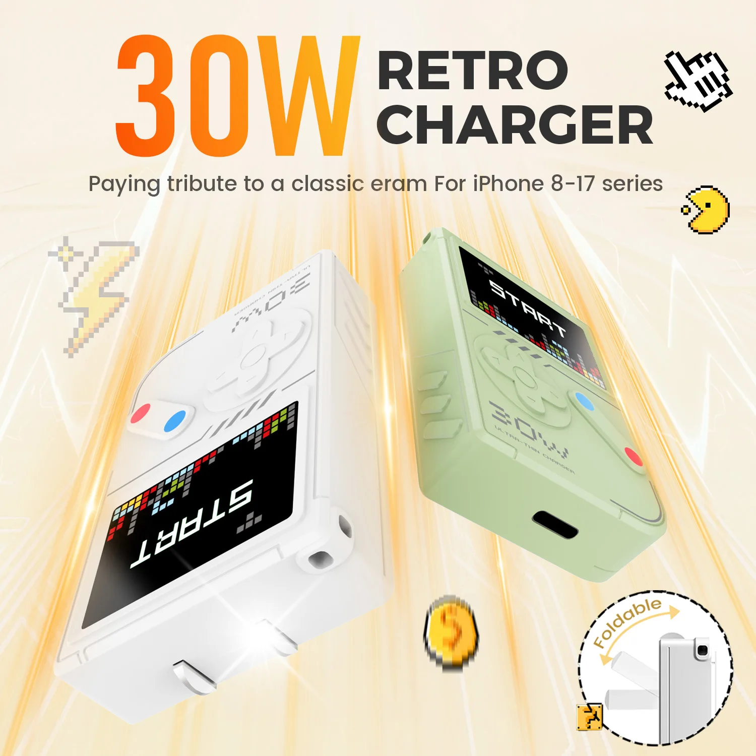 

Быстрое зарядное устройство GaN Type-C PD мощностью 30 Вт для iPhone/Android/планшетов с цифровым дисплеем 90 ° Складной штырь, вилка европейского/американского стандарта, питьевое мини-зарядное устройство