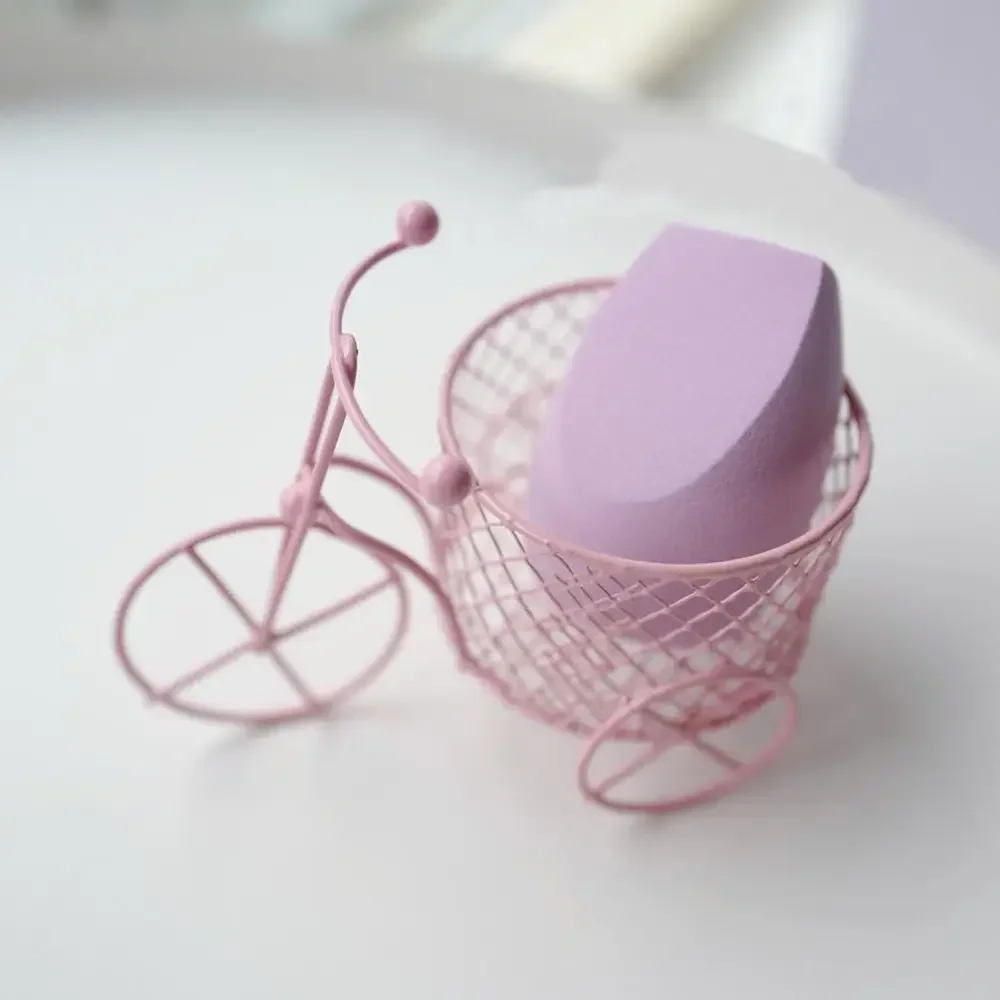 New Mini Ornaments Iron Tricycle Retro Beauty Sponge Storage Jewelry Container Art Decoration Cute Shelves Closet Home Organizer