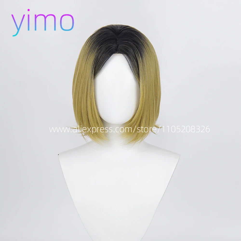 أنيمي كينما كوزومي شعر مستعار تأثيري مصبوغ التدرج فروة الرأس شعر مستعار قصير مقاومة للحرارة الشعر الاصطناعية