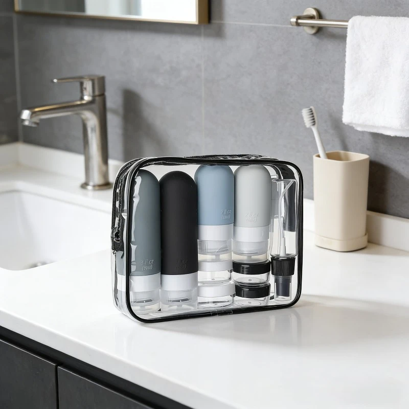 

Набор из 17 силиконовых дорожных бутылочек: герметичные контейнеры для шампуня, кондиционера, косметики, многоразовые аксессуары для путешествий