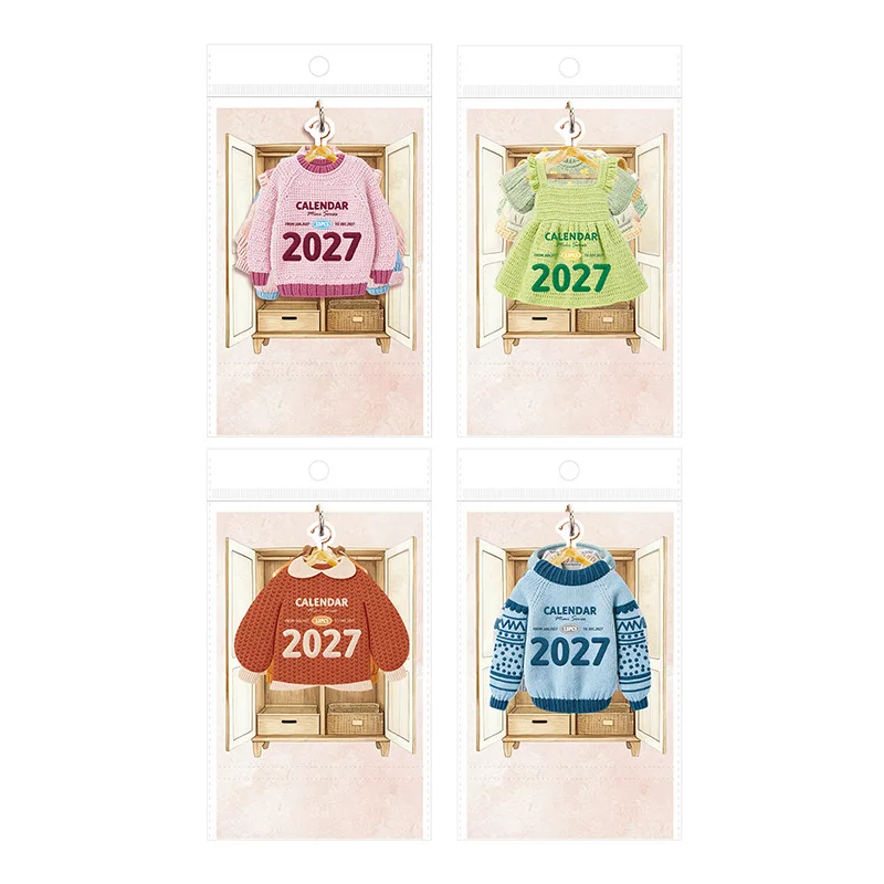 13Pcs 2027 Mini Desk Calendar Four Seasons Wardrobe Series Original Date Ornament Journal Decoration Vintage Stickers