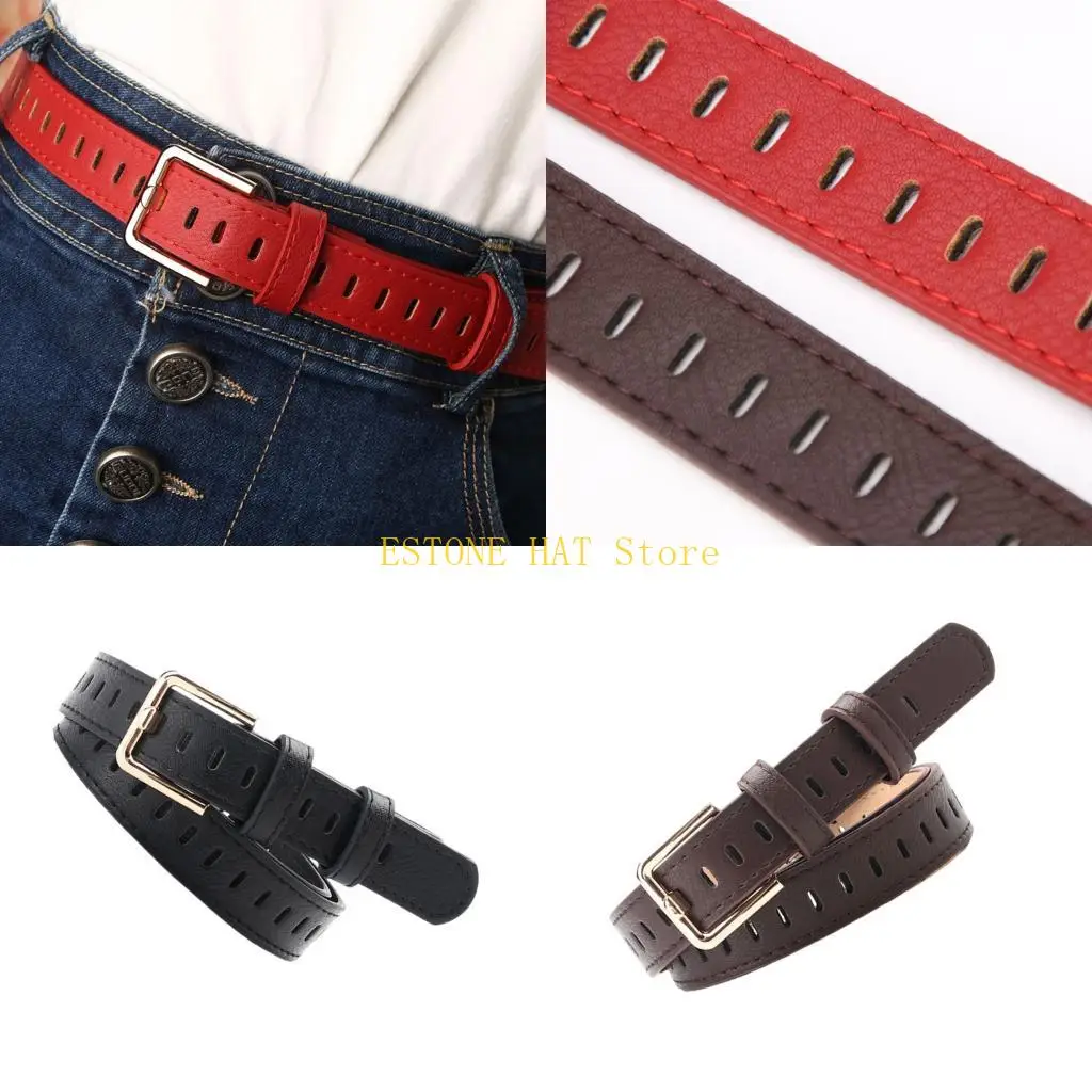 49MF Stylish Leather Belt Minimalist Women's Leather Waistband Office Wear Belt