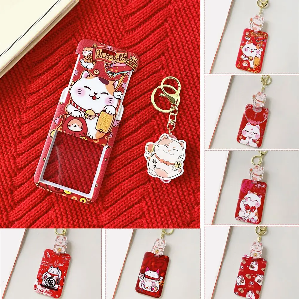 Kawaii Fortune Cat ID Card Bus Card Retractable Card Case Card Holders Protection Cover