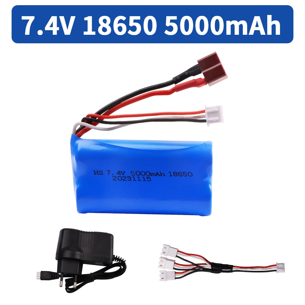 7.4V 18650 5000mah 20C Battery For Wltoys 144001 A959-B A969-B A979-B K929-B 12428 12423 10428 RC Car Spare Parts 2S lipoBattery