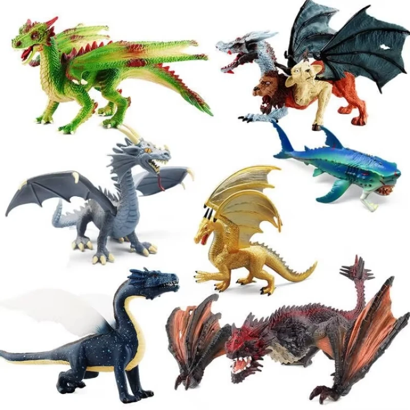 Ice Flying Dragon Myth Dragon Figures Fire Bullfighting Western Beast Simulation Warcraft Ornament PVC Toys Dragon Animal Model