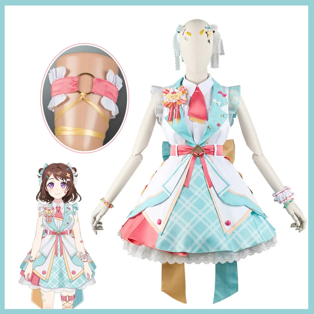 Anime BanG Dream! Toyama Kasumi Cosplay Costume Poppin’Party Powder Blue Dress Lolita Wig Woman Kawaii Carnival Christmas Suit