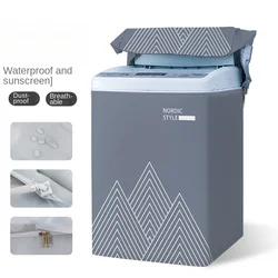 New Cartoon Pattern Washing Machine Dust Cover Silver Coating Waterproof  Washing Machine Cloth Cover Sticker Fasten Style Cover