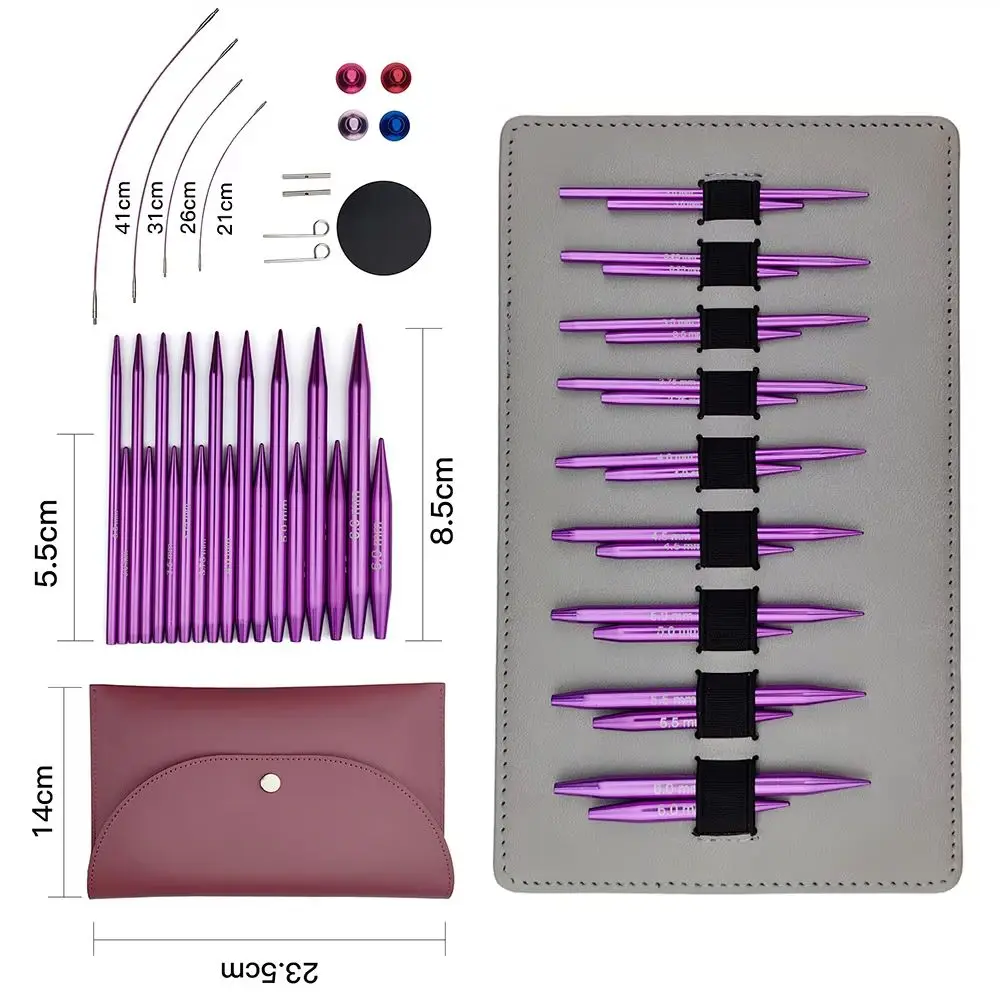 

9Pairs Circulars Knitting Needles, Removable Aluminium Crochet Hooks Needles Handmade Crafts Comfortable Grip for DIY Weaving