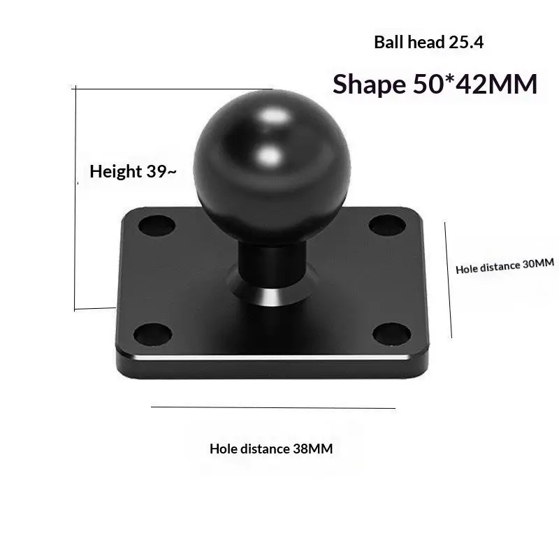 25mm Ball Mount Base Adapter Rust-free Aluminum Alloy Square Ball Plate Compatible with Most 1 inch Ball Mount Systems