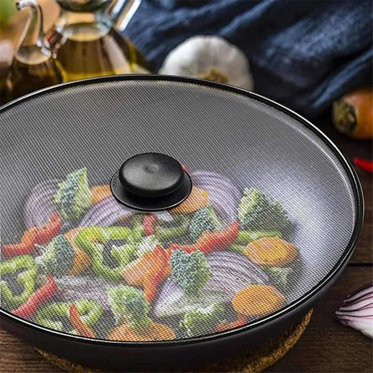 3Pcs Kitchen Splash Guard Splatter Screens Frying Pan Splatter Guard Grease Splatter Screen Mesh Oil Proof Pot Lid