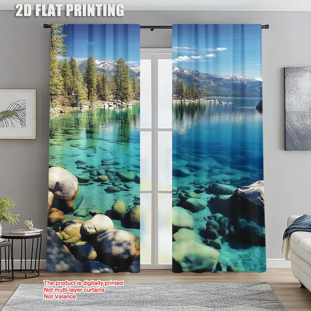 

2pc, Curtain Lake Versatile Durable Polyester,Without Electricity Festive Holiday Suitable for Holiday Home Decor & Gifts