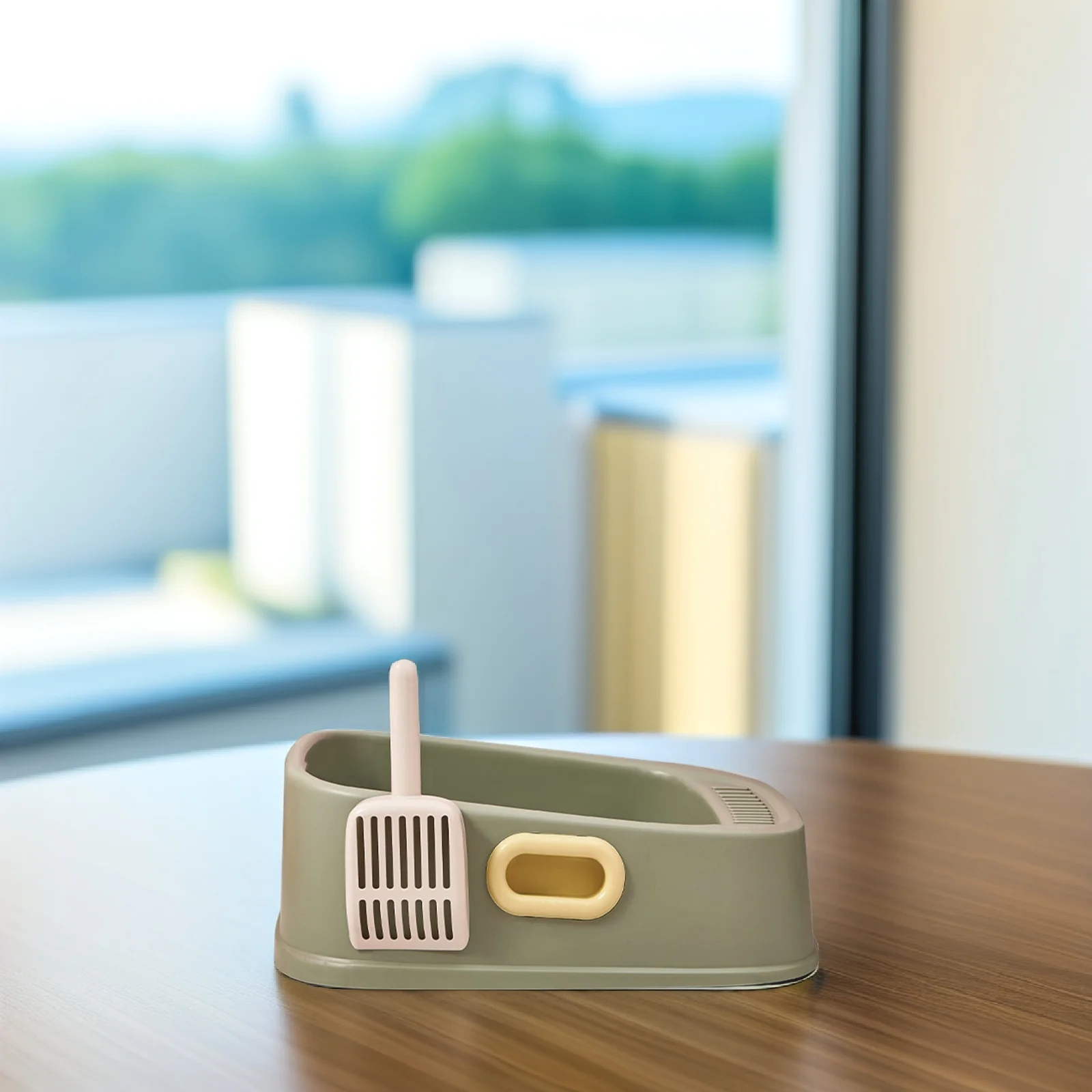 

Cat Litter Box Plastic Kitten Training Potty Semi Enclosed Large Space Anti Splashing Pet Toilet Bedpan Durable Clean Home