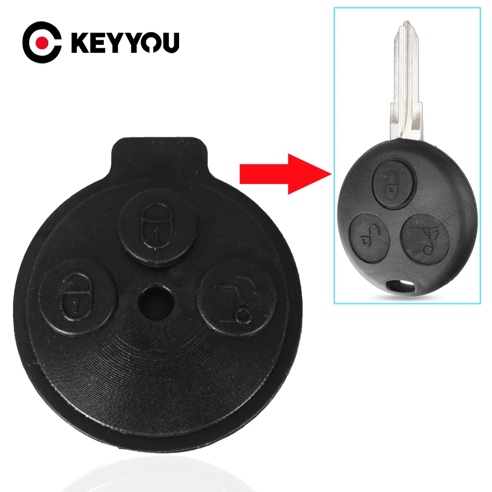 2pcs/lot Remote Key Shell Case Button Pad For Benz Mercedes Smart Fortwo 450 Forfour 451 Roadster City Coupe Cabrio Soft