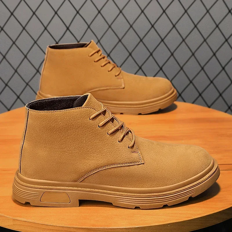 

2025 New Retro Platform Casual Shoes Fashion British Style Men's Boots Comfort Outdoor Non-slip Wear-resistant Men's Boots Botas