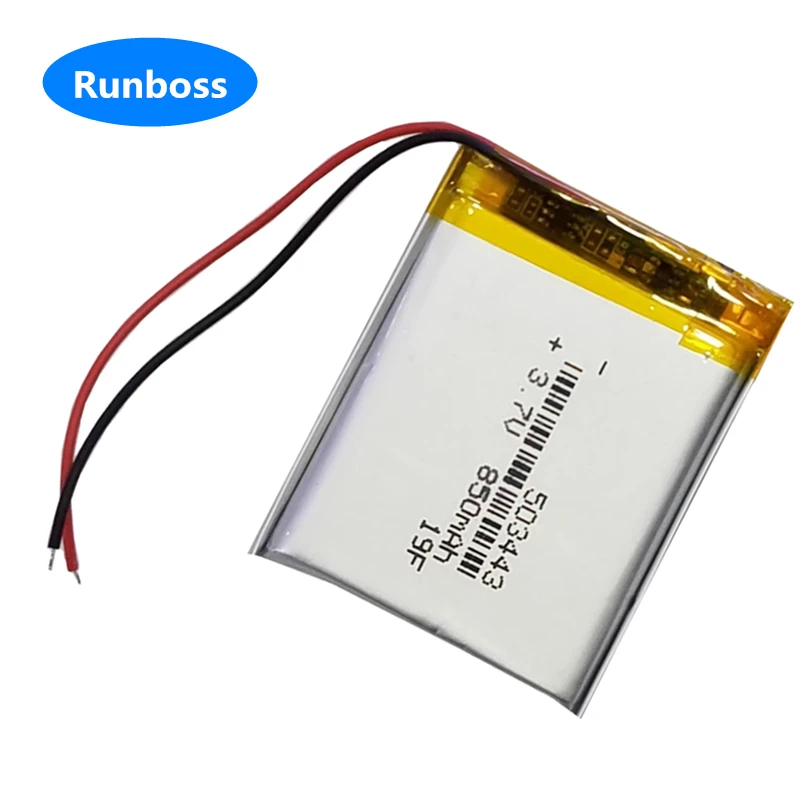 3.7V 800mAh 503443 503337 1.25mm 2-3pin Battery For Mp3 Mp4 Smart Watch Speaker Angeleye Ae210 Video NannyCam Video Baby Monitor