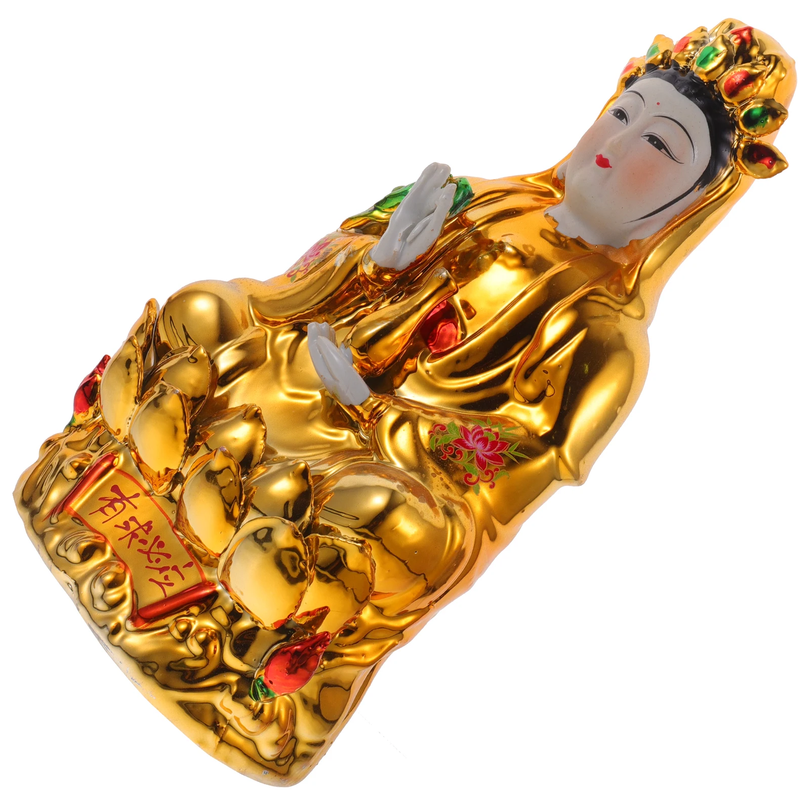 

Exquisite Ceramic Avalokitesvara Buddha Statue Desktop Ornament for Home Decor Vintage Style Tabletop Bodhisattva Decoration