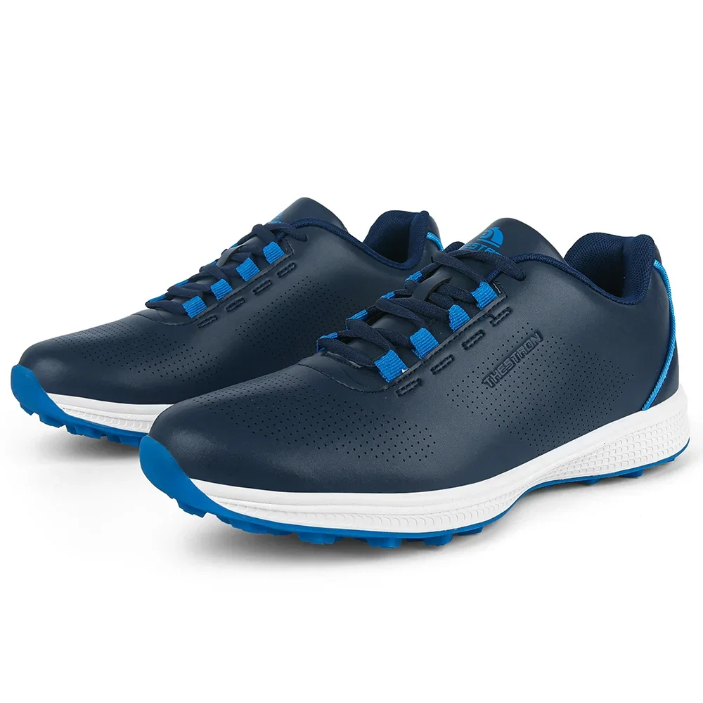 Chaussures d'entraînement de golfeur en cuir pour hommes, baskets de golf pour adultes, chaussures de golf imperméables, noir, bleu, non ald, gazon extérieur