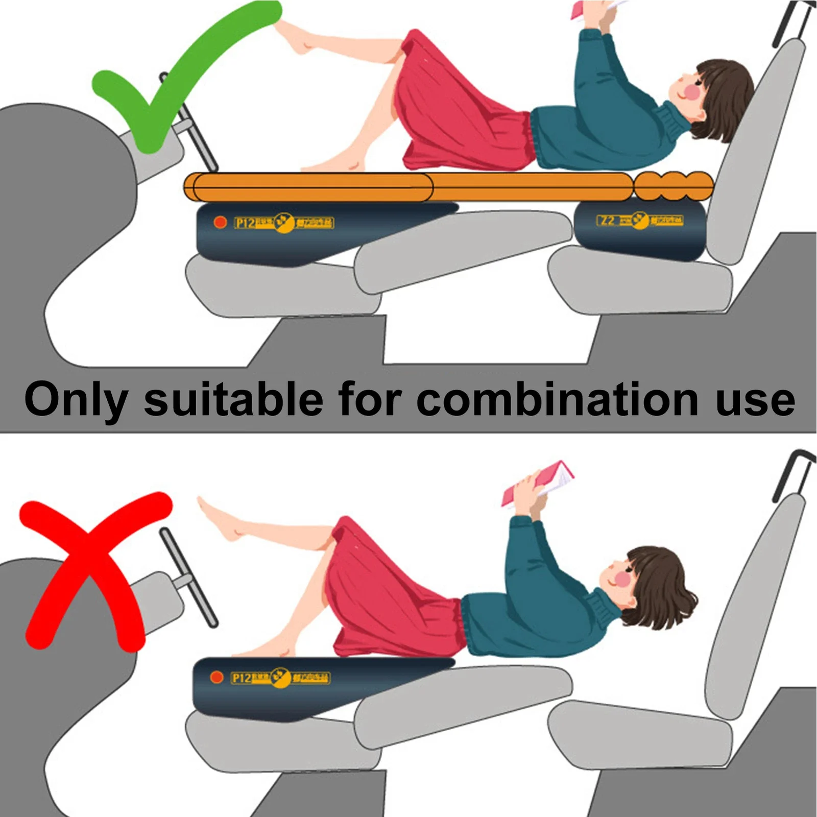 Car Travel Inflatable Mattress Front Slope Pad Inflated Stool Cushions Air Bed Seat Gap Self-driving Supplies Accessories