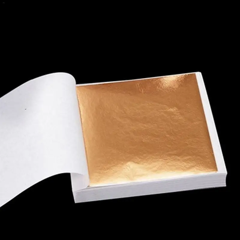 100pcs Imitation Gold Sliver Copper Foil Paper Resin Candle Plaster Craft Leaf Flake Gilding Sheets Art Nail Home Decoration