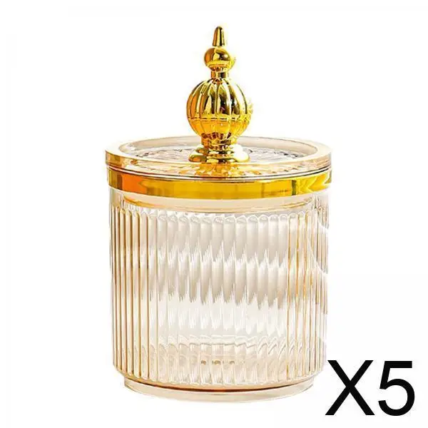 

5xCotton Swab Storage Box Cotton Round Pads Container with Lid Dustproof Bathroom Canister Candy Jar for Countertop Living Room