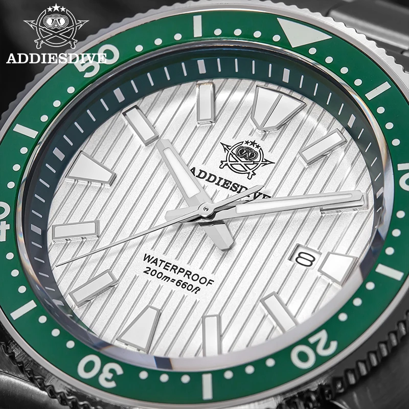 ADDIESDIVE AD2507 Men's Diving Watch Ceramic Bezel BGW9 Luminous 200m Waterproof Japanese Quartz Stainless Steel Sapphire Crysta