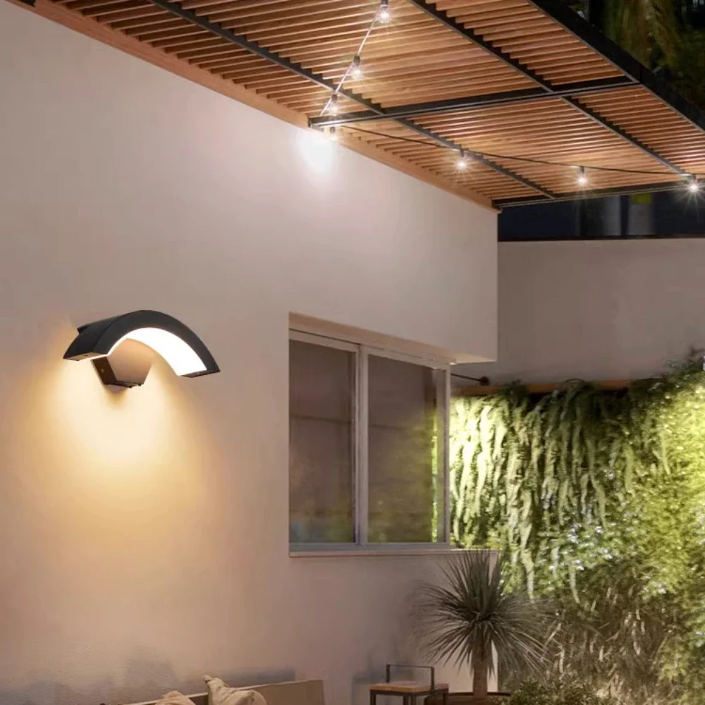 Outdoor IP65 Sensor Lamp Porch Sconce Wall Lights Modern Waterproof LED Landscape Spotlight Balcony Corridor Garden Yard